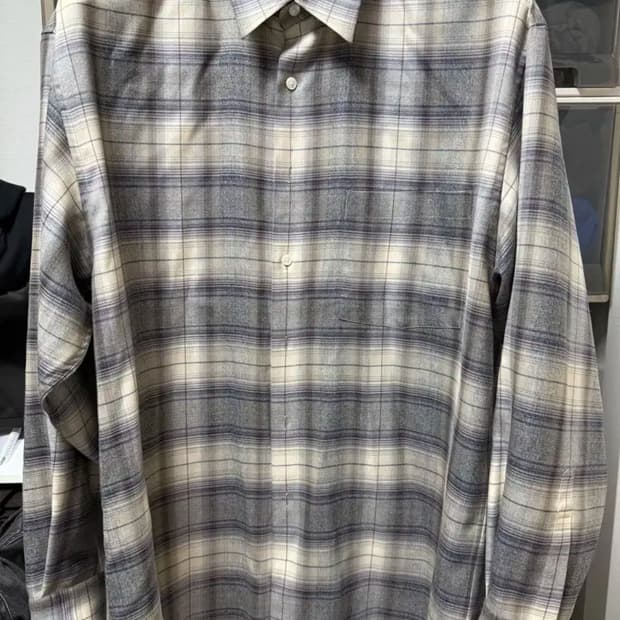 오라리 23AW 슈퍼라이트 울 체크셔츠 그레이 5