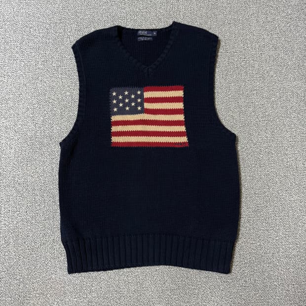 폴로 랄프로렌 성조기 니트 조끼
