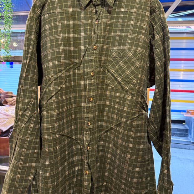 빈티지 그린 플란넬 셔츠