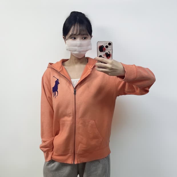 폴로 랄프로렌 빅 포니 후드집업 피그먼트 오렌지