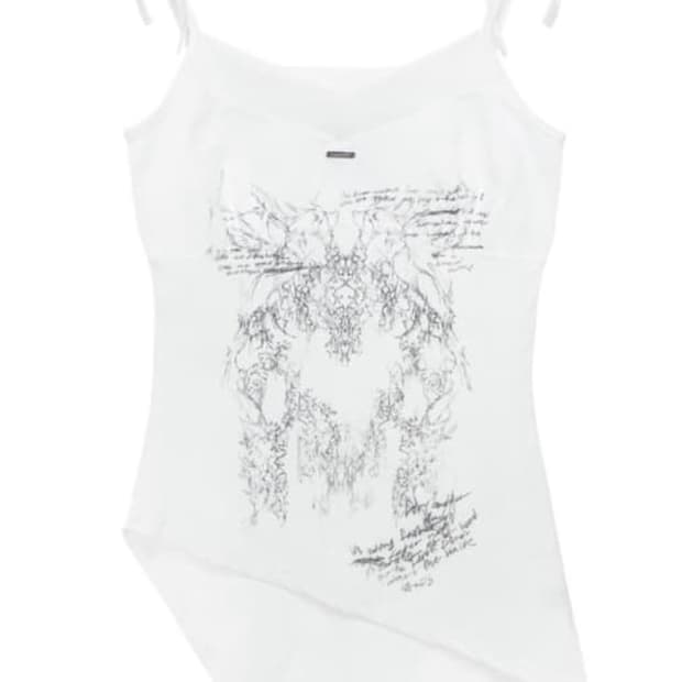 허그유어스킨 브이넥 슬리브리스 나시 레터링 버전