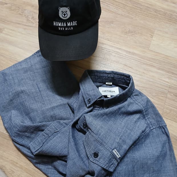 carhartt 칼하트 wip 에디슨 인디고 반팔 셔츠