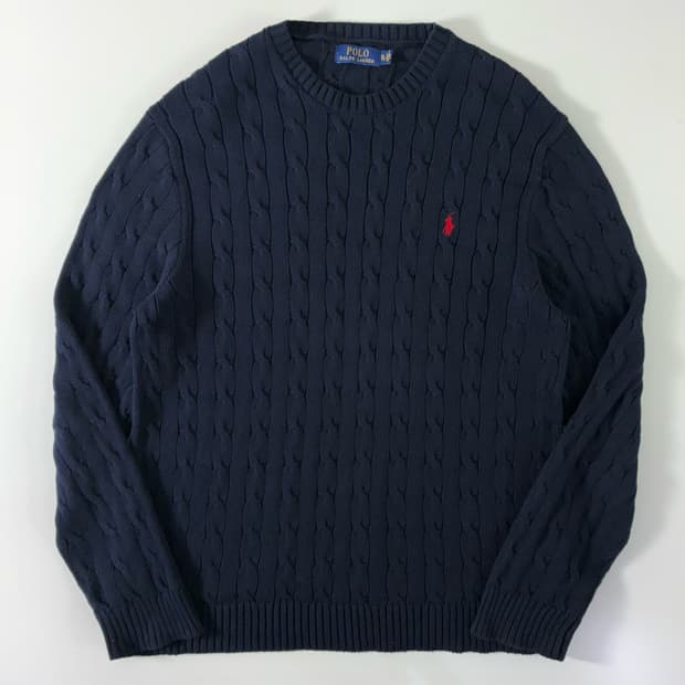 Polo  폴로 랄프로렌 자수 코튼 꽈배기 니트