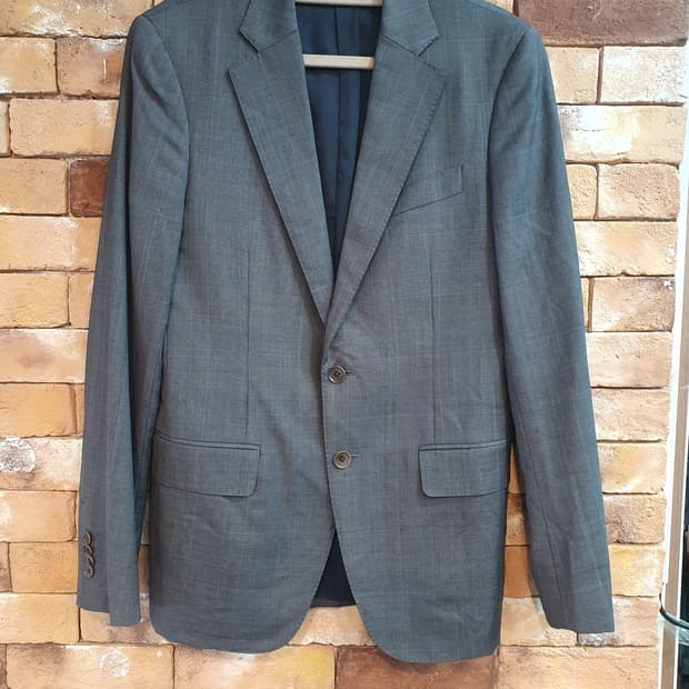 TIME 그레이 체크 남성 자켓