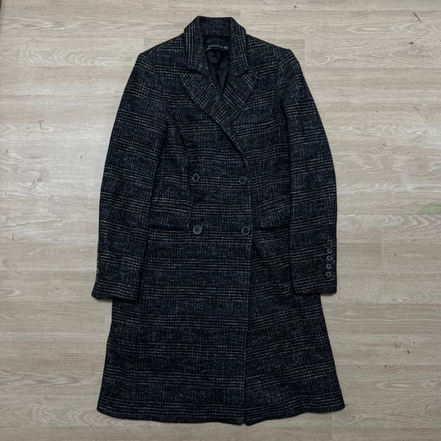 자라 여성 모직 비스코스 헤링본 더블 코트 [블랙] XS/85