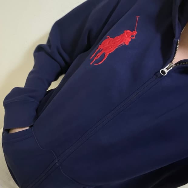 폴로 빅포니 네이비 후드 집업 