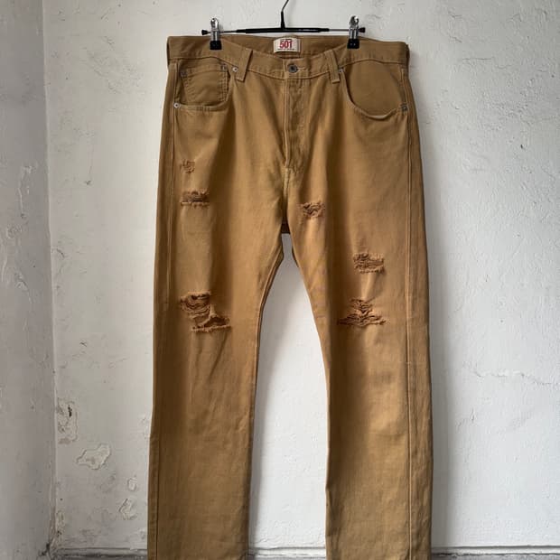 [34]levis 리바이스 501 베이지 찢청 팬츠