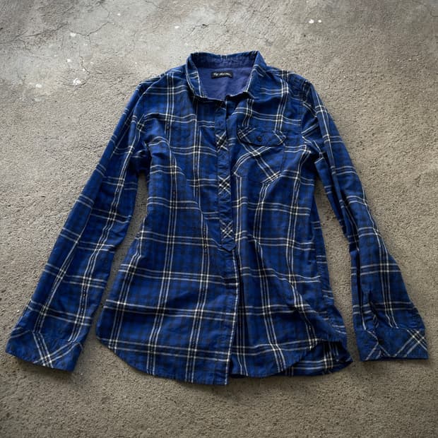y2k blue check shirts