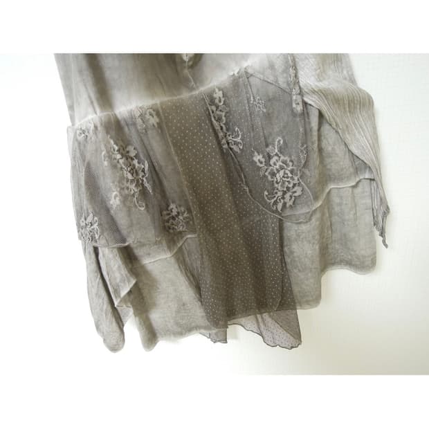 도트 플라워 레이어드 스커트 레이스 시스루 일본 빈티지 모리걸 하구미