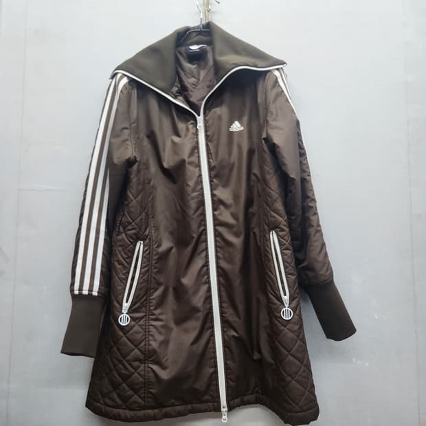 아디다스 로고 삼선 롱 누빔 패딩 투웨이 자켓 95(M)