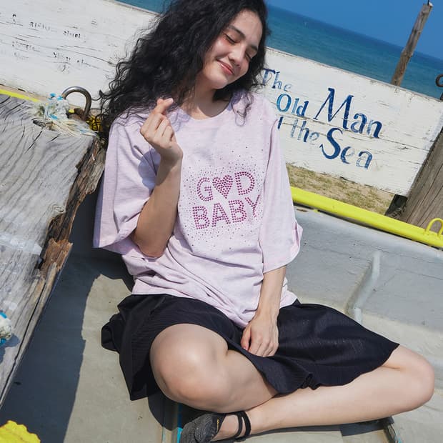 김미더영 G_God_Baby T-Shirts - Baby Pink