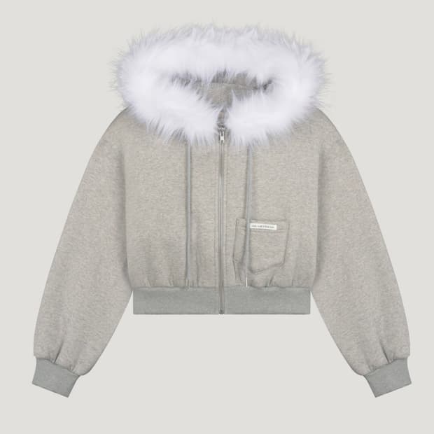 리브어리 SNOW FUR HOODY ZIP-UP (GRAY)