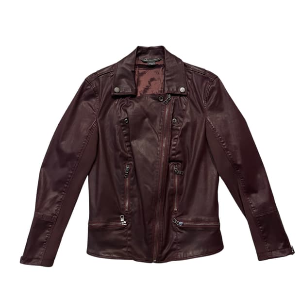 아르마니 Armani 코티드 버건디 라이더 자켓