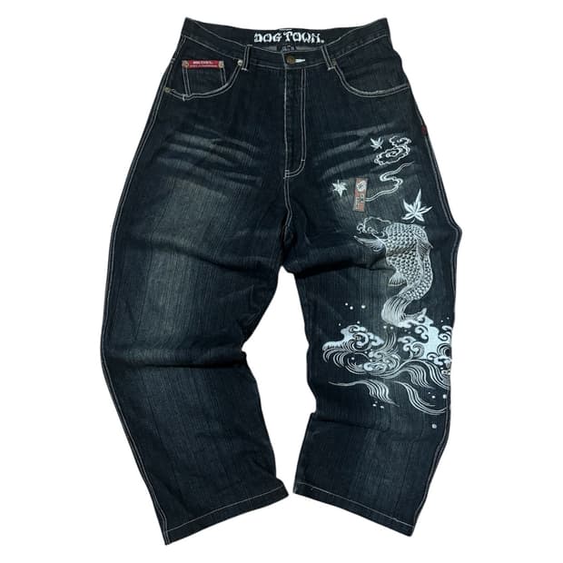 [DOG TOWN] 독타운 오리엔탈 잉어 자수 배기 데님 팬츠