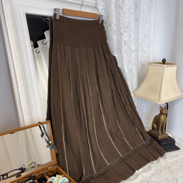 brown oriental pattern skirt