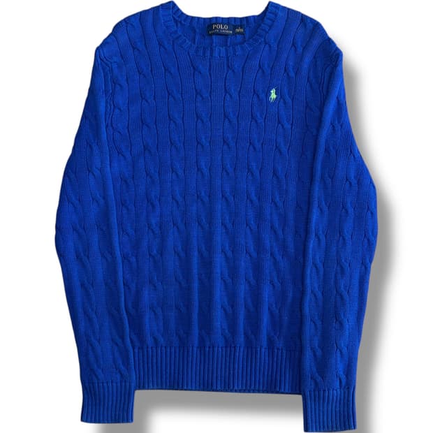 Polo Ralph Lauren 블루 코튼 케이블 니트