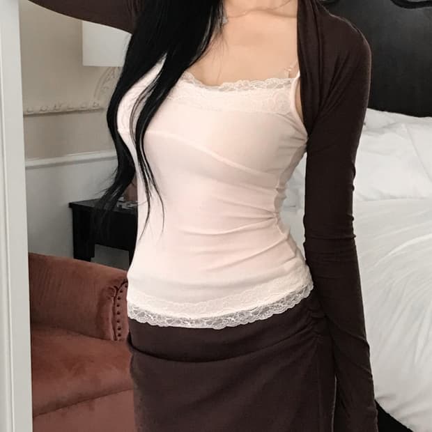 잔느 라셀 레이스 나시+볼레로 세트