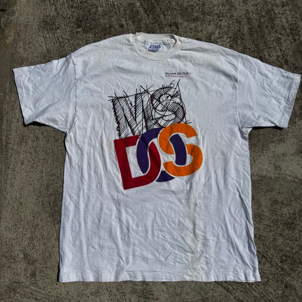 [XL] 90s 마이크로소프트 MS-DOS5 프린트 반팔티