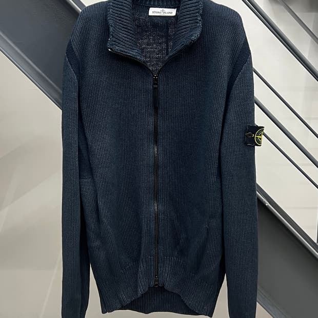 스톤아일랜드 린넨/울 멜란지 니트 집업