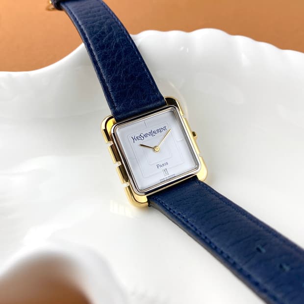 YSL gold square date watch UNISEX