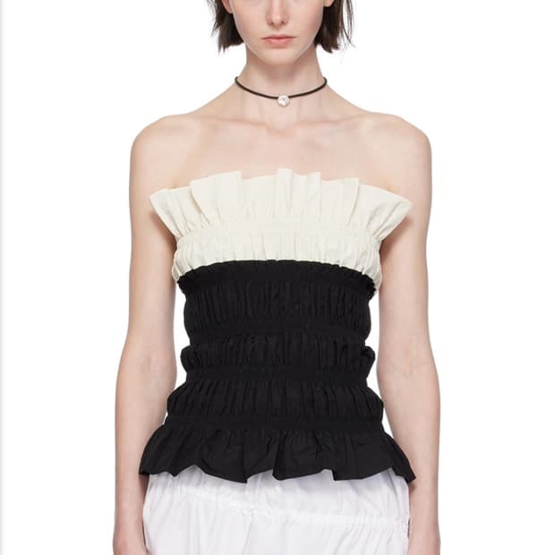 Kijun Black & Off-White Ruched Tube Top