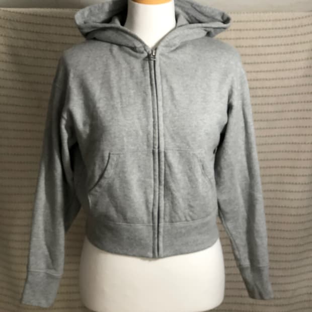 빈티지 유니클로 그레이 숏 크롭 후드 집업