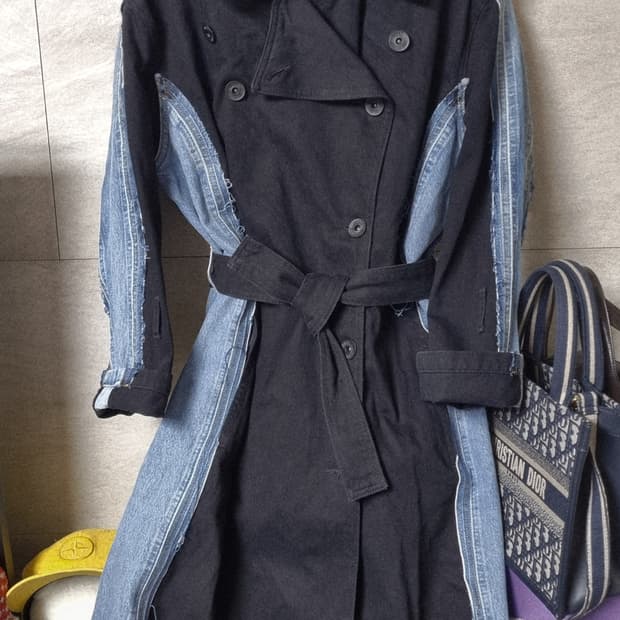 새상품) 디젤 데님앤 블랙 여성 트렌치 코트
