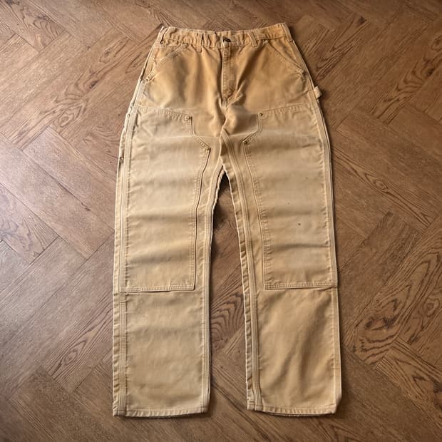 [32]칼하트 Made in USA 빈티지 페이딩 브라운 더블니 워크팬츠