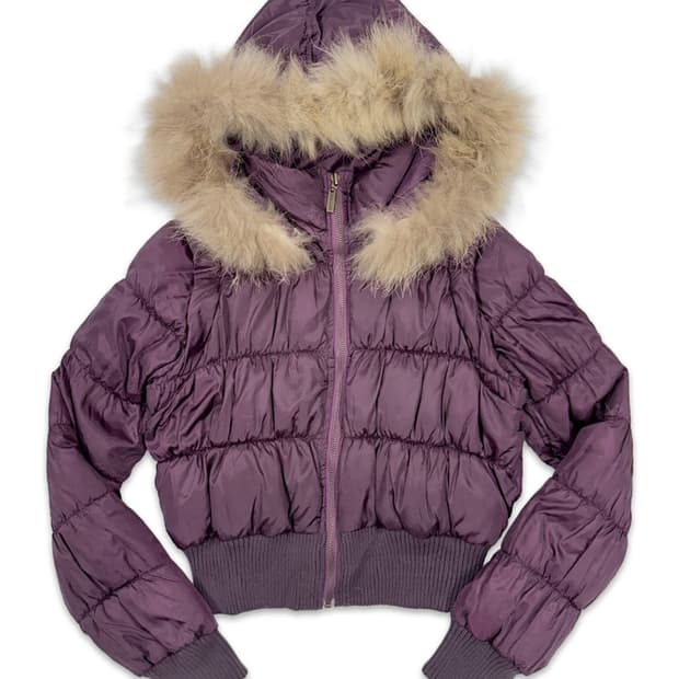 빈티지 Cecil McBee 바이올렛 퍼 2way 숏 패딩