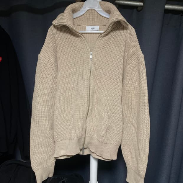 엘무드 투웨이 니트집업 베이지 46