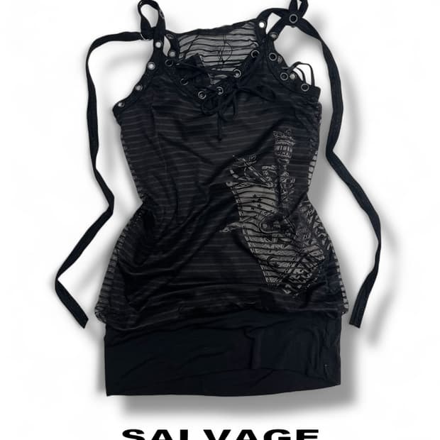 ‘SALVAGE’ mashed string sleeveless