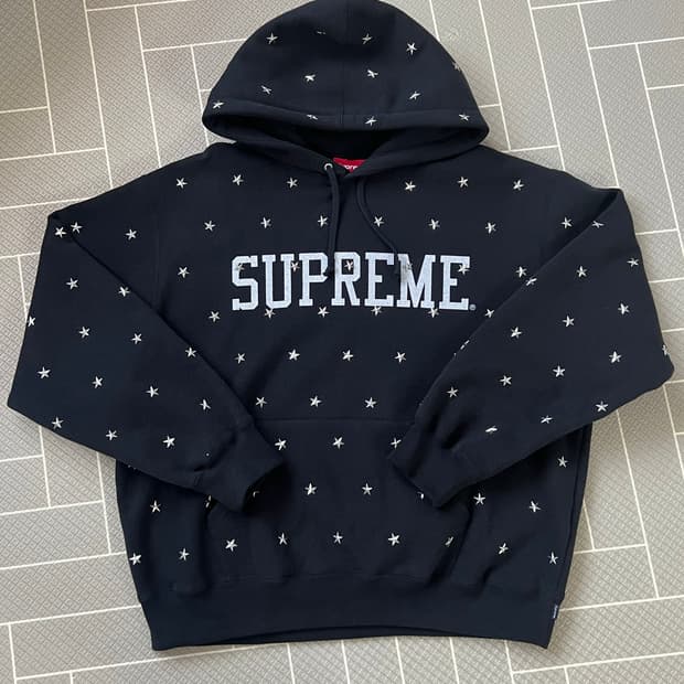 슈프림 스타 스터드 후드 블랙 M