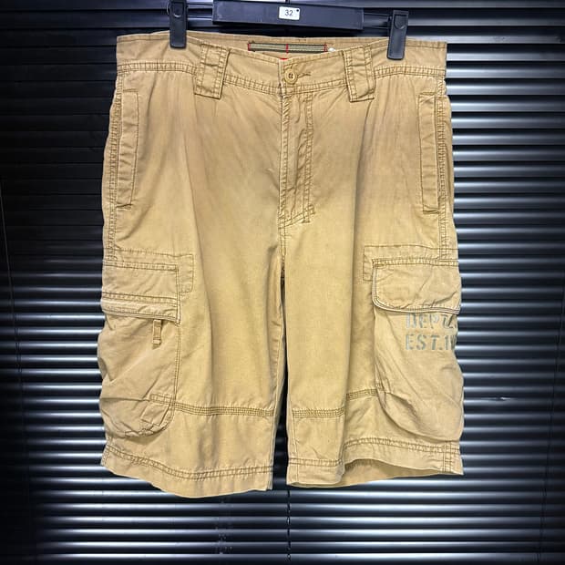 유니온베이 베이지 밀리터리 아미 입체 포켓 32 카고 워크 팬츠 반바지