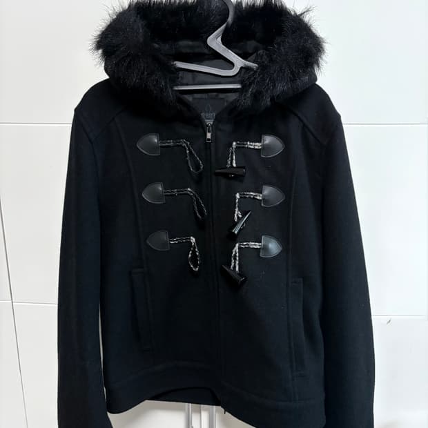 Black peace now for man 퍼 후드 떡볶이 코트