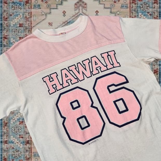 HAWAII 하와이 86 그래픽 배색 링거 티셔츠 L