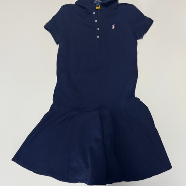 큐알 인증!! 여성 폴로 랄프로렌 키즈 반팔 카라 원피스 Xs 네이비