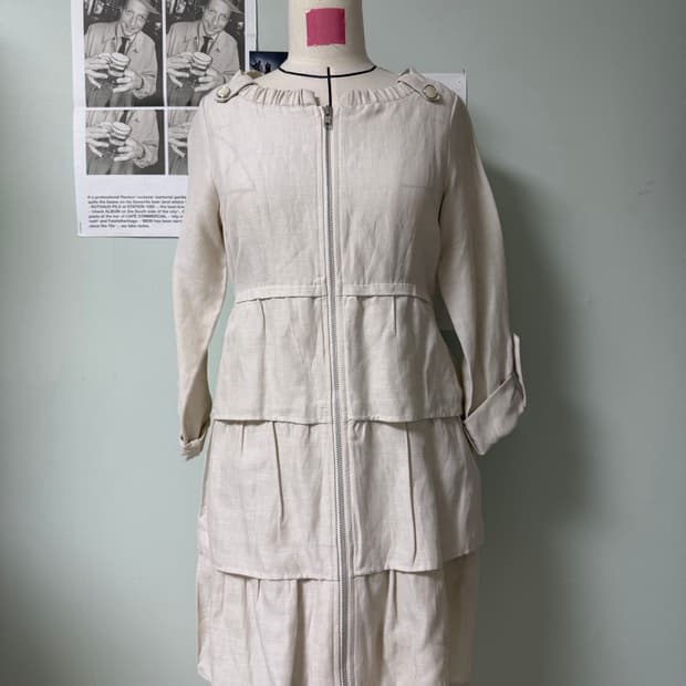 린넨 3단 프릴 원피스