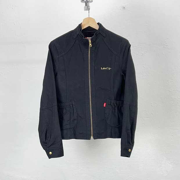 리바이스 레드 탭 블랙 골드 코튼 라이더 자켓