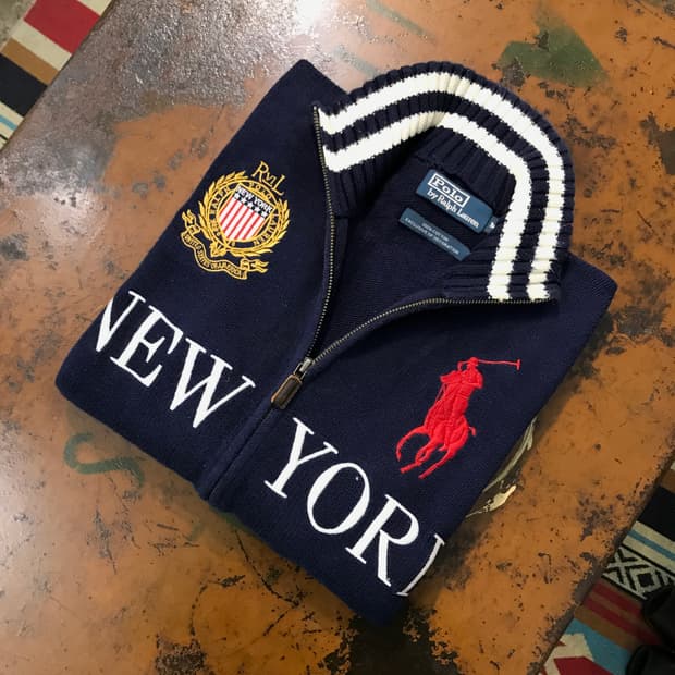 폴로랄프로렌 PRL 자수 네이비 투웨이 집업 남성 105 