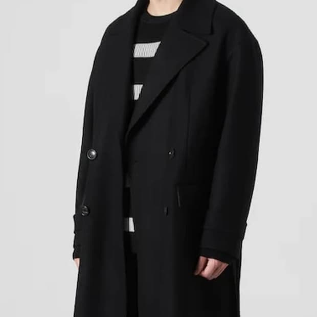 급처분) 준지 블랙 모직 벨티드 롱코트 (1,600,000원) 110