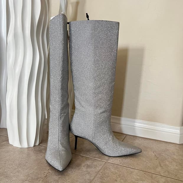 자라 글리터실버 부츠 새상품