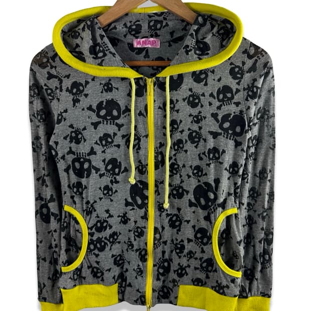 JPN 헤이세이 갸루 펑크 스컬 후드집업2376