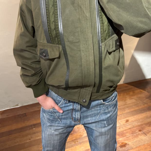 Gianny valentino 발렌티노 꽈배기 위빙 스웨이드 재킷