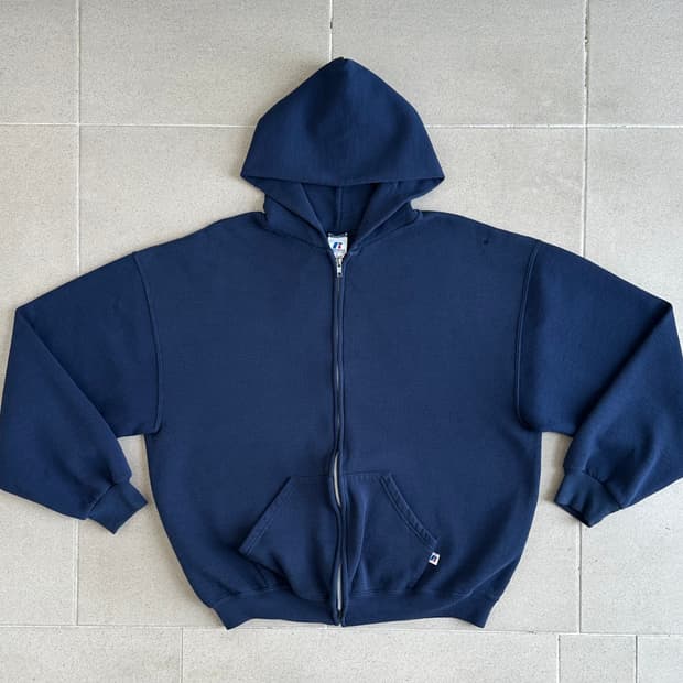00s 빈티지 러셀 후드집업 네이비 L
