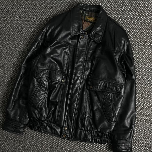 NOBLE MAN 빈티지 양가죽 레더 봄버 자켓y 2976