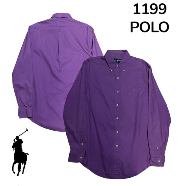 폴로 단색 솔리드 퍼플 셔츠 M