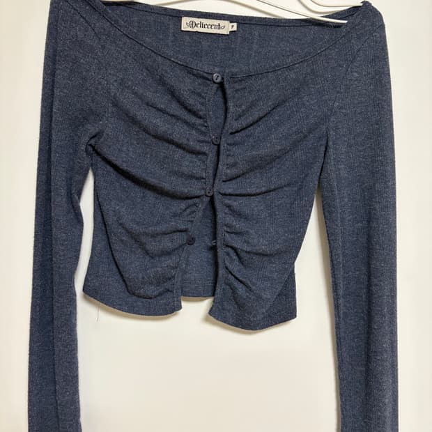 빈티지 보트넥 셔링 크로쉐 가디건