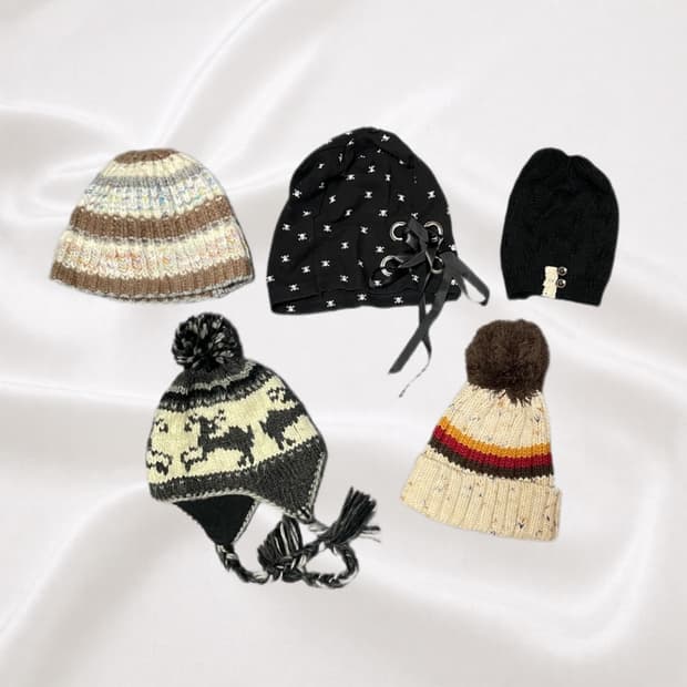 비니 (착샷 O) #모리걸 #아일렛 #노르딕 #뜨개 #단추 #레이스