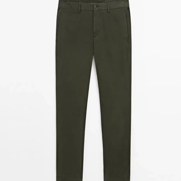 마시모두띠 코튼 블렌드 슬림핏 팬츠 카키