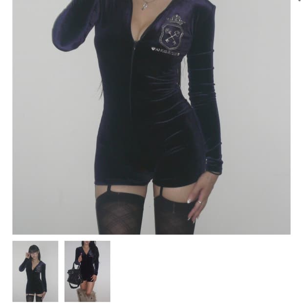 Hilton Velour Bodysuit (NAVY)